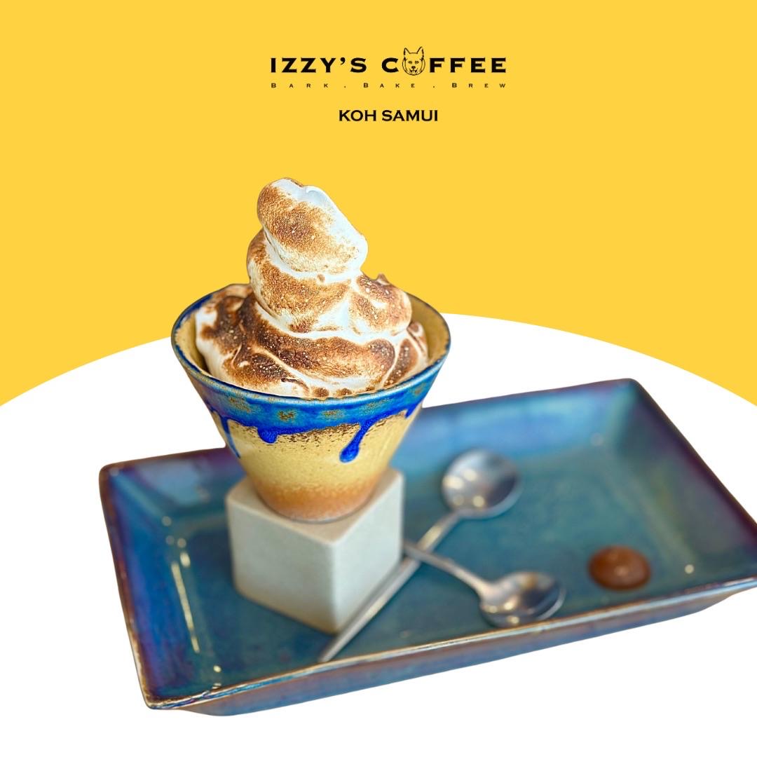 Baked Affogato with torched meringue at Izzy's Specialty Coffee